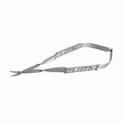 13.5cm Vannas Scissors Castroviejo Flat-Handle 1cm Curved Sharp Tips