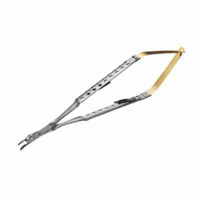 17.75cm Universal Cutting-Edge Needle Holder with Suture Cutter Carbide Round Handle Curved Tips