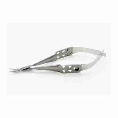 9cm Vannas Scissors Castroviejo Flat-Handle 3mm Curved Sharp Tips